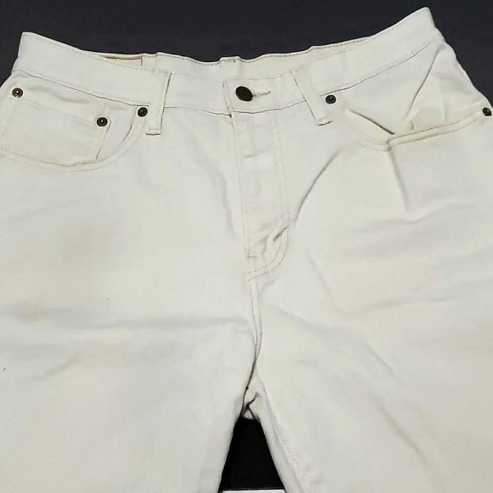 Levi's 569 Off White Loose Fit Straight Classic Preppy Jean Shorts 31